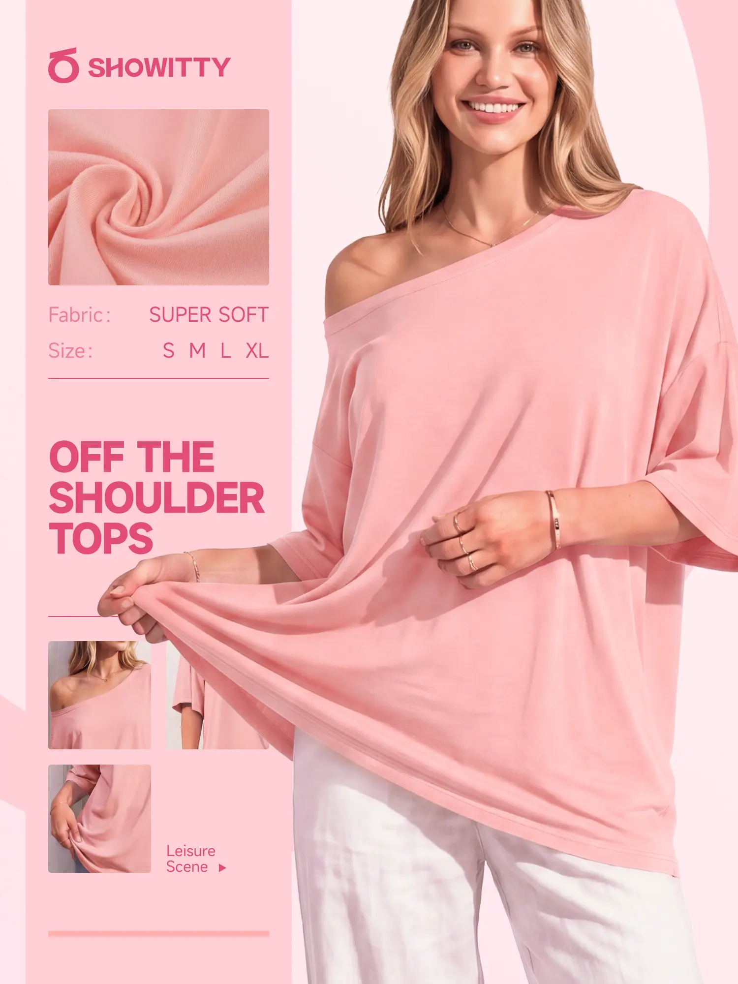 SHOWITTY Womens One Shoulder Short Sleeve Top Loose Fit Lightweight Summer Tee