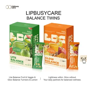 LIPBUSYCARE LITE & GLOW Beverage - A Perfect Pair of Turmeric-Ginger Lemon Sip & Fruity Kale-Chia Fiber Blend Juice