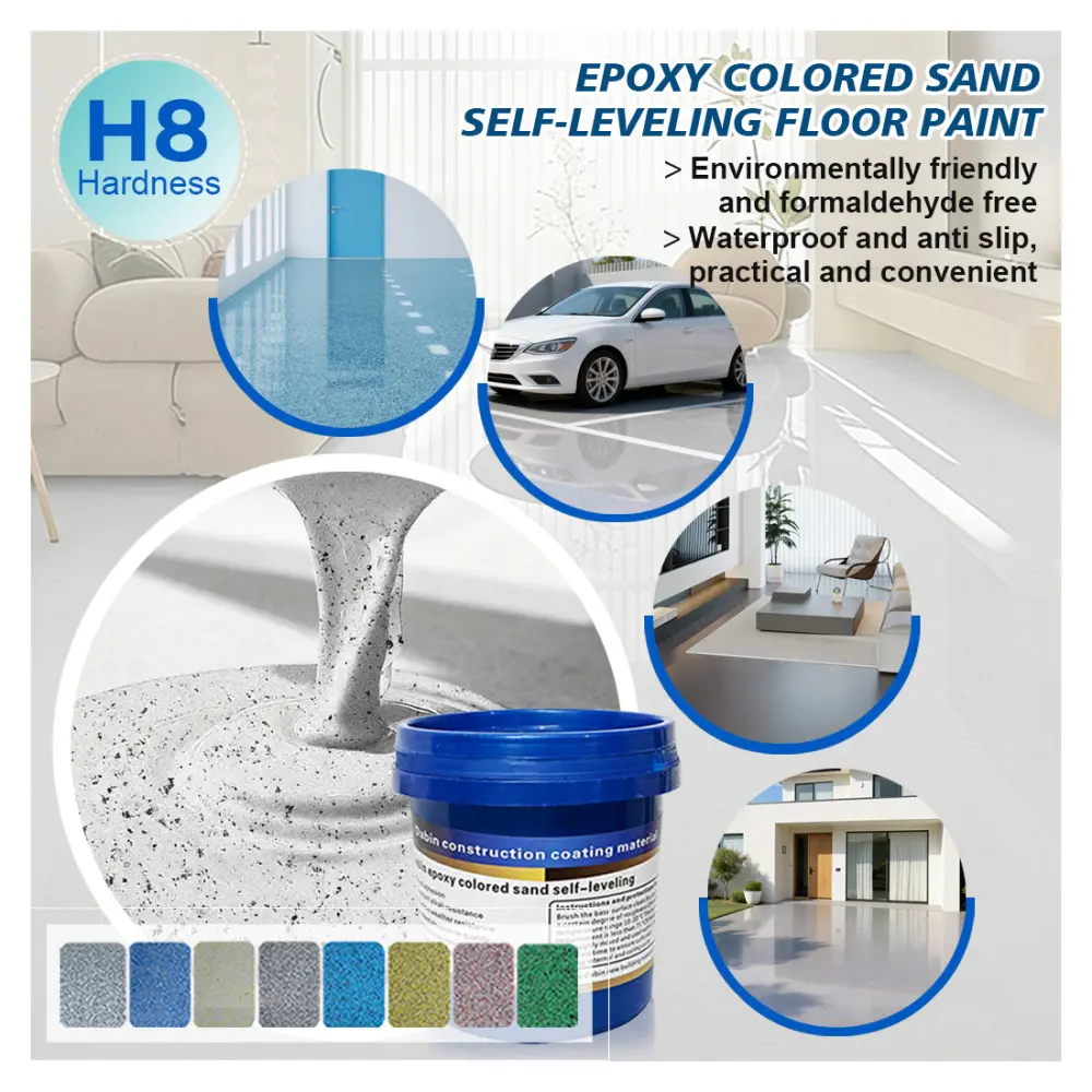 Epoxy Colored Sand Floor Paint - Waterproof Home Improvement Coating, Colored Concrete Multipurpose Adhesives for Garage, Basement Indoor Use on Concrete/Stone/Wood Floors