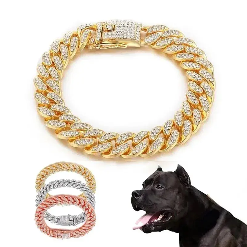 ✨Crystal bling Dog & Cat collar💎Luxury sparkle chain set | hypoallergenic stainless steel✨Small pets jewelry (gold/silver)🐾