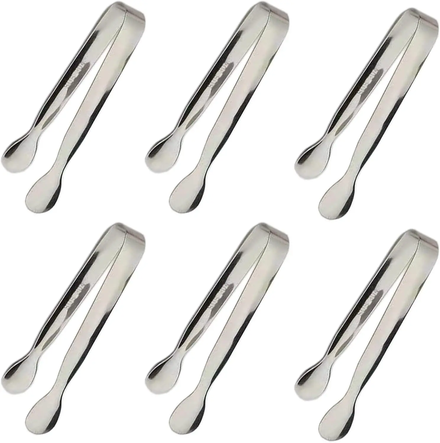 6PCS 4.25In Stainless Steel Ice Tongs, Mini Silver Utensils for Appetizers, Tea Parties, Kitchen & Bar Use