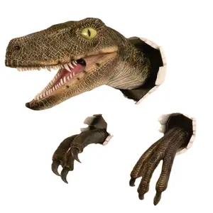 Dinosaur ornament, broken wall, velociraptor three piece set, atmosphere decoration