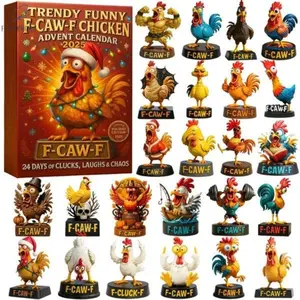 24-Piece Chicken Year Countdown Calendar Set, Fun Festive Gift Idea, Unique Christmas Decoration, Trendy Holiday Present