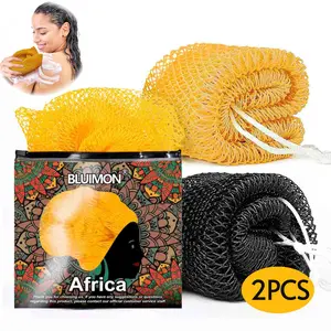 2PCS African Exfoliating Net Sponge 45" Length Sustainable Beauty Tool for Smooth Skin Ethically Sourced from Nigeria Water Proof Personal Cleaning
