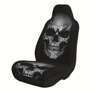 1 black skull print car seat cover