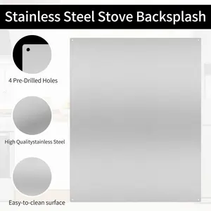 Cxforste Stainless Steel Backsplash, Stove Backsplash Protector for Wall, 30" x 24" Back Splash for Stove Range Hood Wall Shield Silver Kitchen Metal Splatter Guard Home House Interior Single Board Gifts