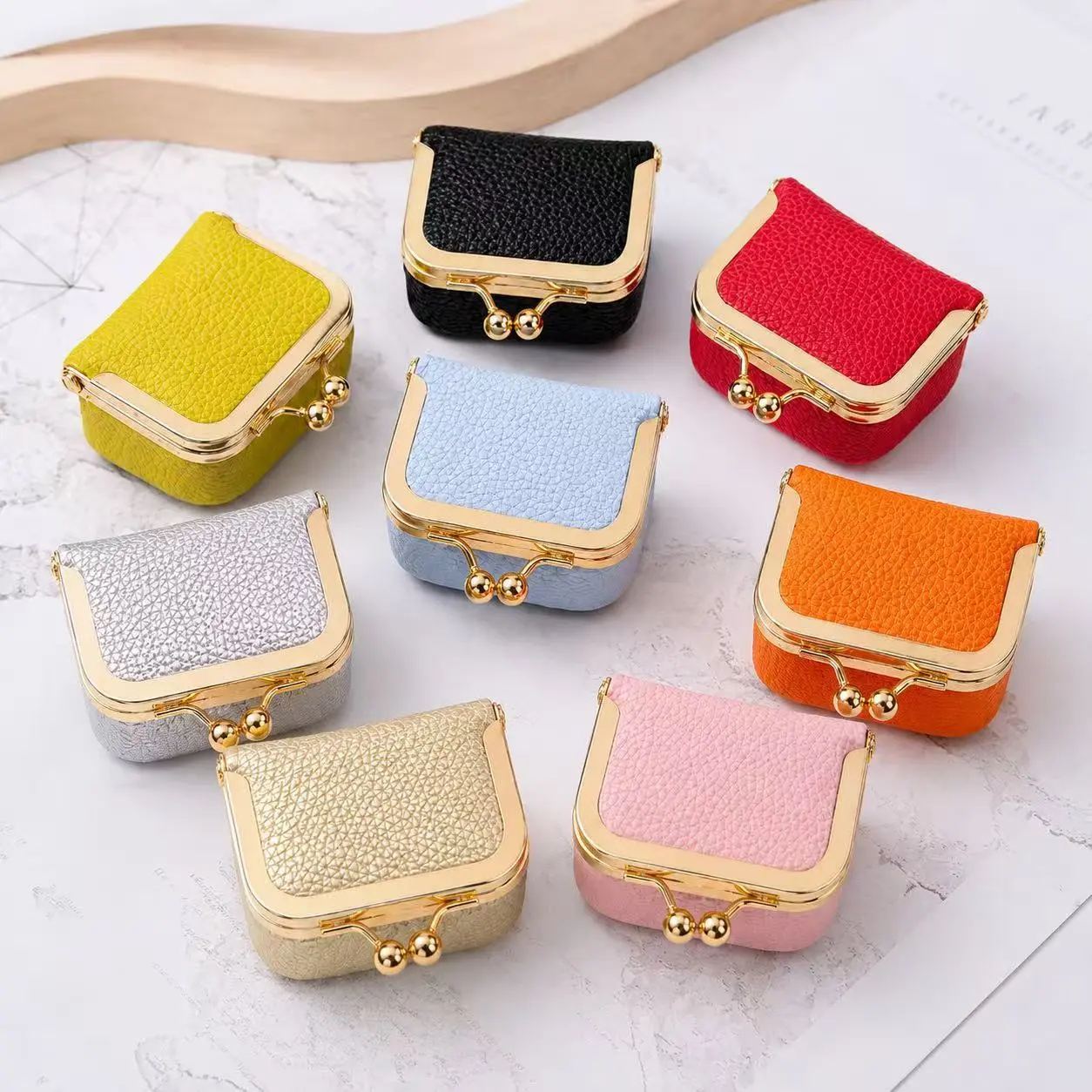 Genuine Leather Mini Jewelry Box - Vintage-Inspired Travel Jewelry Organizer with Kiss Lock, Compact Ring Box for Women, Perfect for Earrings, Rings, Necklaces, Bracelets - Ideal Gift for Her