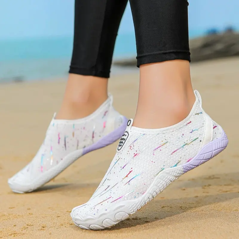 Nonslip Slip-On Walking Shoes for Seniors - Rubber-Soled, Lightweight Cushioned Barefoot Sneakers with Wide Toe Box, Breathable Mesh Indoor Footwear for Elderly, Cool Dry Feet & Foot Pressure/Plantar Fasciitis Relief