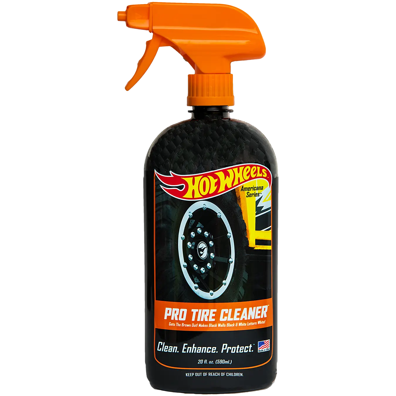 Hot Wheels Pro Exterior Car Care Solution - Bleach-Free Tire Cleaning Formula, Removes Old Dressings and Grime, Preps for Cleaner Finish, Safe for Black Walls and White Lettering, Removes Grime, Hwtc-20, Works On Black Walls