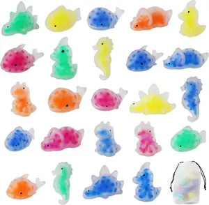 24-Pack Mini Squishy Stress Balls: Dinosaur and Sea Animal Fidget Toys for Relaxation, Party Favors, Birthday Gifts, and Easter Egg Filler
