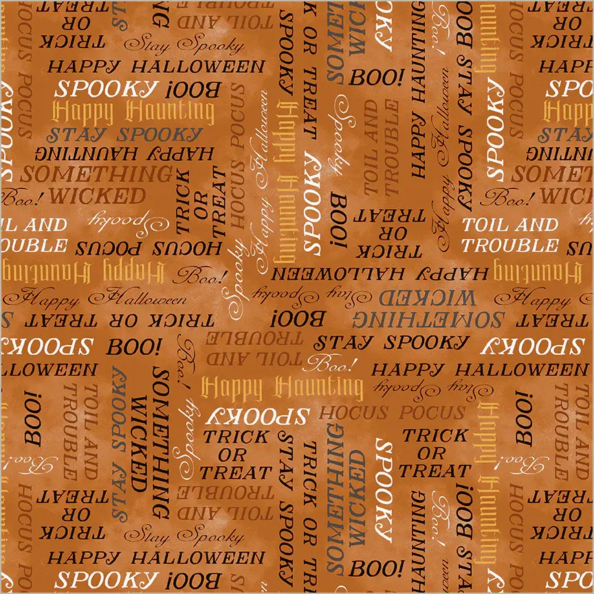 Fabric Windham Pumpkin Stay Spooky Happy Haunting by the Quarter Yard 55182-3