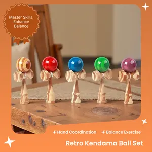 Retro Classic Wooden Kendama, Interactive Training Ball for Hand-Eye Coordination and Balance, Home Exercise Equipment with 5 Color Options