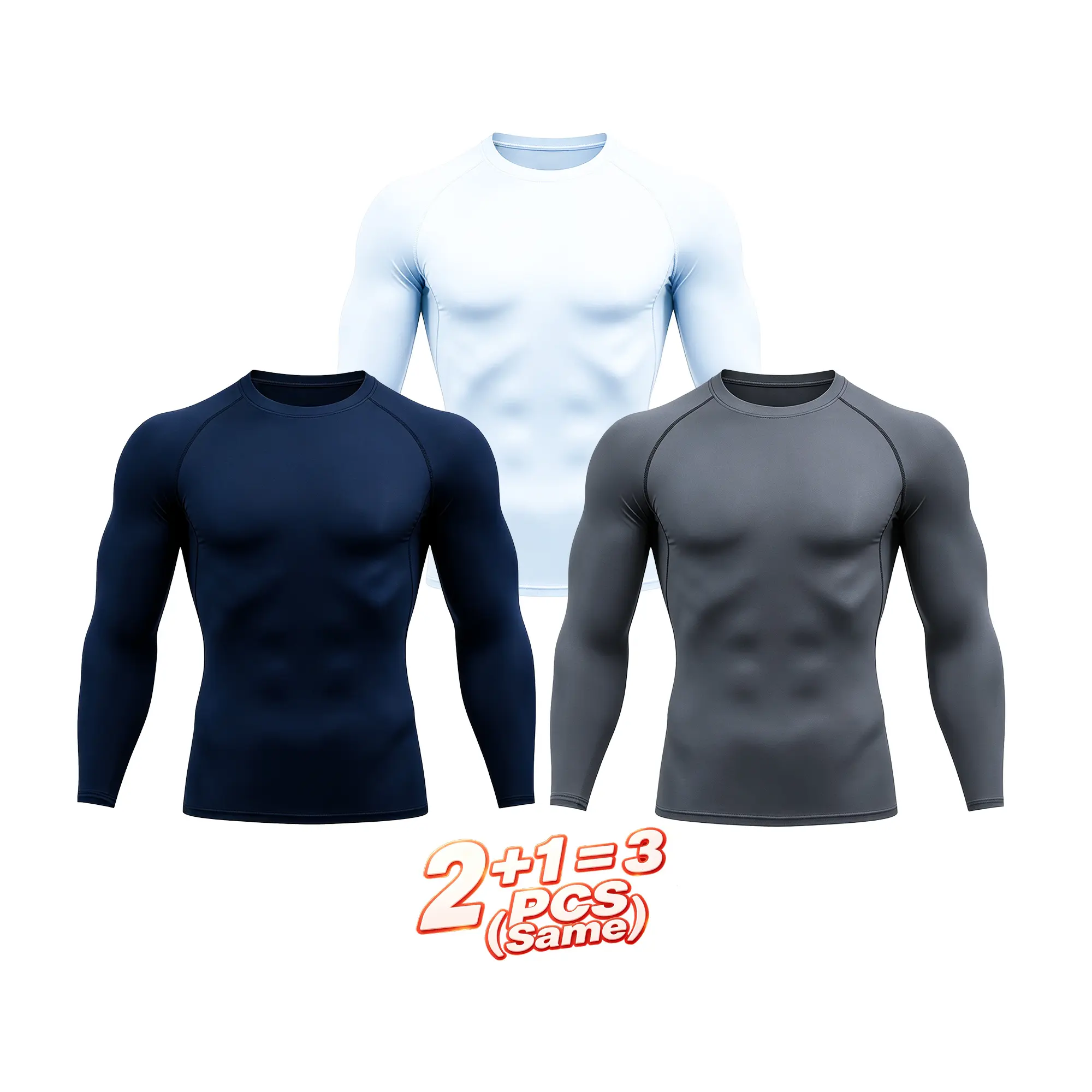 Men’s 3-Pack Long Sleeve Compression Shirts – Dry-Fit Athletic Base Layer Tops for Gym, Running, Workouts – No Logo, Sizes S–XL #TikTokMadeMeBuyIt #GymTok #Fitness