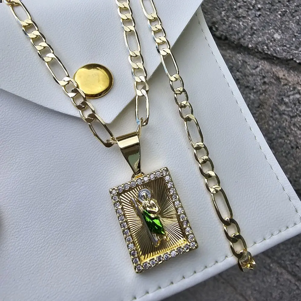 square san judas tadeo necklace gold plated