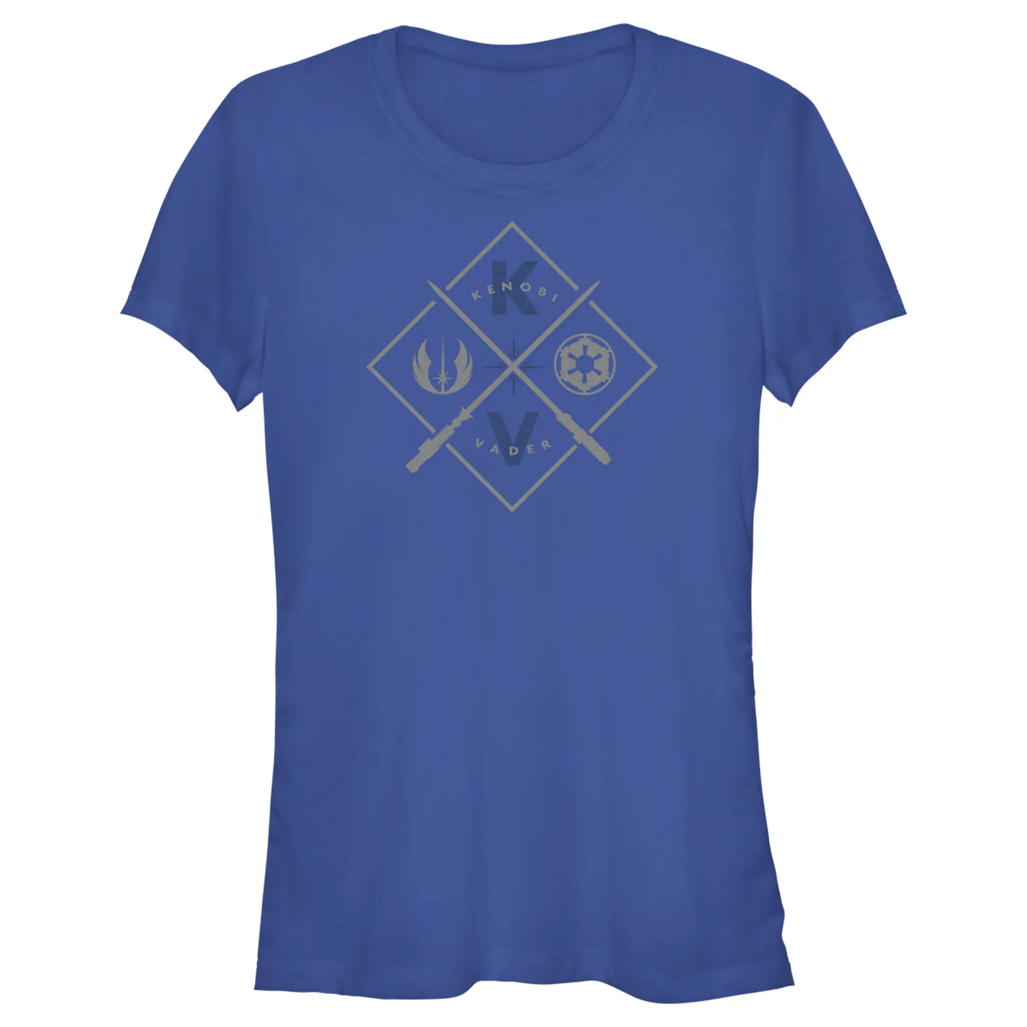 Women's Star Wars: Obi-Wan Kenobi Vader vs Kenobi Crossed Lightsabers Printed T-Shirt, Short-Sleeve, Round Neck, Casual Fit, Shortsleeve, Tee