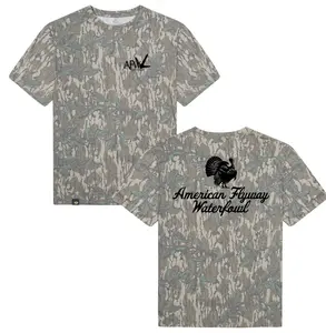 American Flyway Waterfowl AFW Outdoors Turkey Greenleaf Mossy Oak Tee Men's Casual Crewneck T-Shirt in Stretch Polyester Blend Breathable Rayon Tshirt
