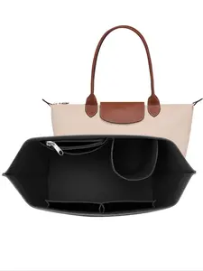 Felt Purse Organizer Insert with Zipper, Wallet Storage Bag Inner Liner, Handbag Shaper Tote & Backpack Organizer, Quick Switch Bag Insert for Travel Essentials, Side Organizer Bag