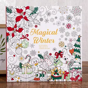 48-Page Large Format Winter Coloring Book for Adults, Kids, Teens - Extra Wide Pages with Christmas, New Year's, Snowflakes, Gifts - Thick 120gsm Paper for Markers, Crayons, - Perfect Holiday, Birthday, Classroom Gift - Relax & Mindfulness Activity Book