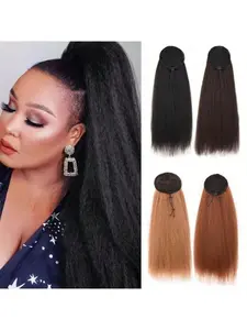 Ponytail Extension Drawstring Human Hair Clip in Pony Tail Hair Extensions for Black Women Curly Wave Thick Natural Looking Hair Pieces Kinky Straight Human Hair Ponytail