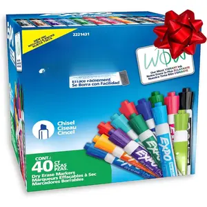 Dry Erase Markers, Low Odor Ink, Assorted Fashion Colors, Chisel Tip, 40 Count - Whiteboard, Essential Supplies for Office, School, Classroom, Teachers