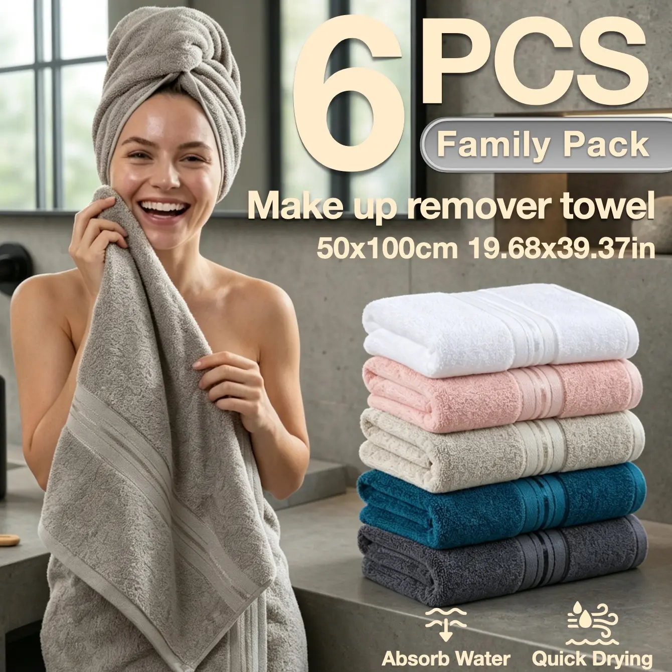 Luxury Satin Towel Set, Soft Cotton Bath Sheet, Absorbent & Durable Design, High Absorbency, Quick Drying, Size, Ideal for Daily Use, Travel, Spa, Bathroom Essentials