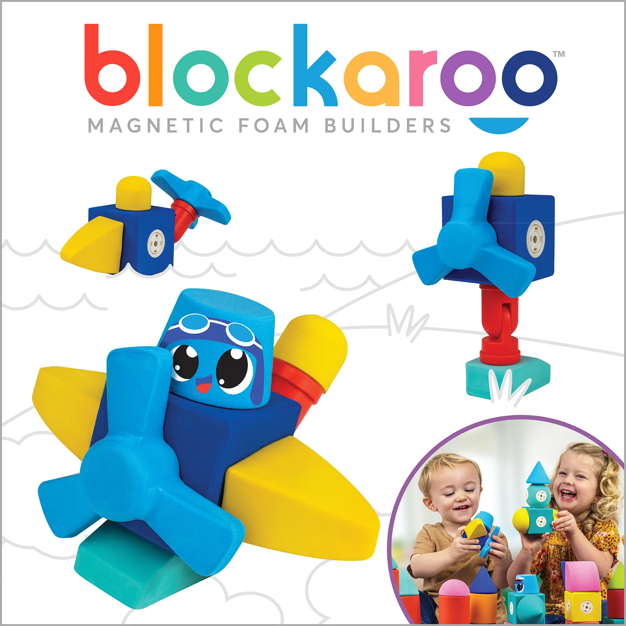 Blockaroo Magnetic Foam Building Blocks - 10-Piece Airplane Set for Kids Ages 3-6, STEM Preschool Toy, Creative Building Fun & Learning, Gift Ready