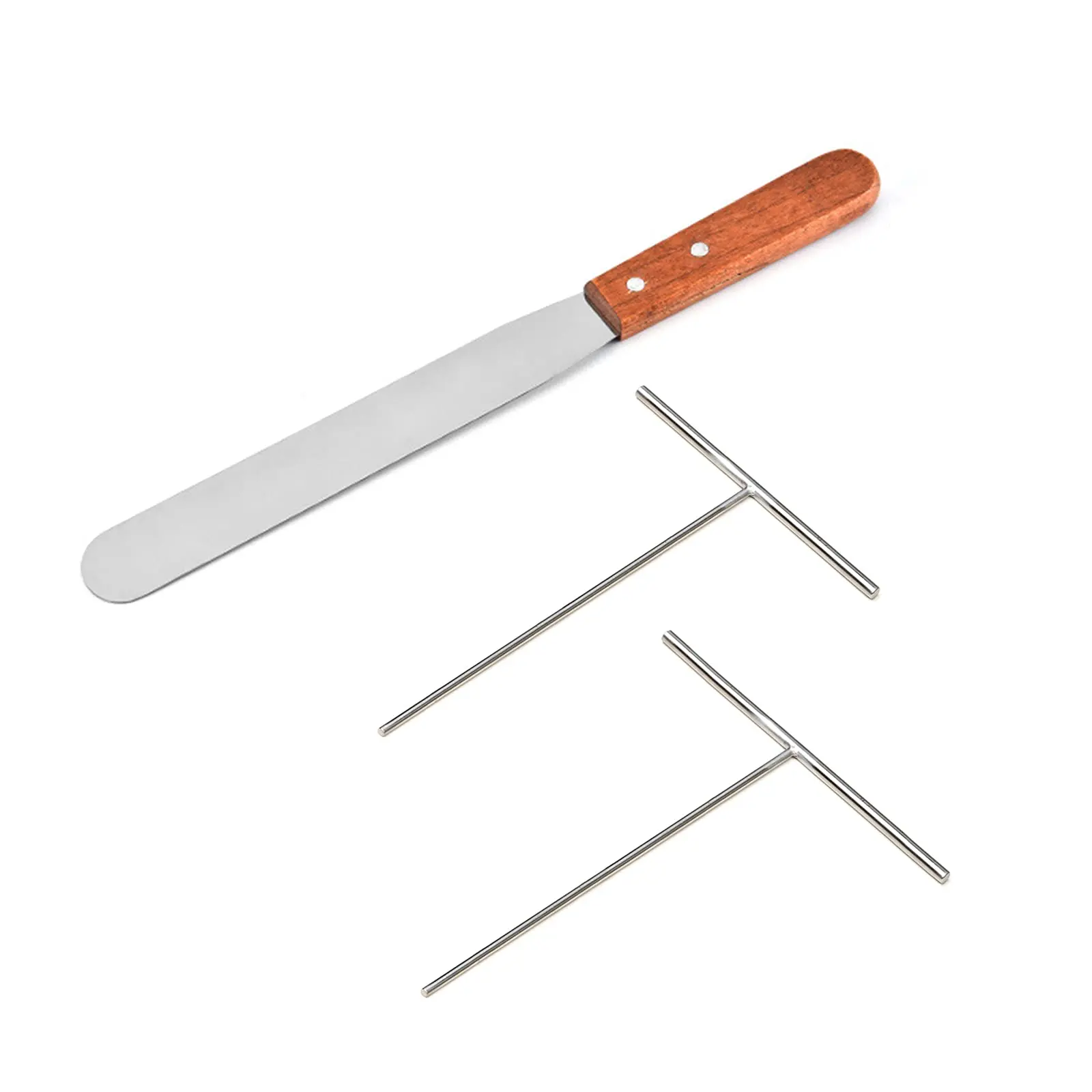 Stainless Steel T-Shape Crepe Spreader & Spatula 1-Set, Thin Blade Durable Metal Bakeware Tool for Spreading Cake Cream, Batter, Traditional Bakery Pancakes, Ideal for Family, Patrons, Christmas Gifts