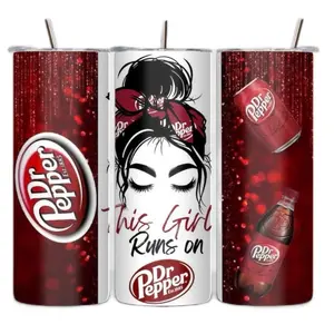 Dr. Pepper Tumbler for Girls - Stylish Bottle with Elegant Design, Drinkware Washable, Portable Reusable Day Tumbler, 20oz Size - Bottled
