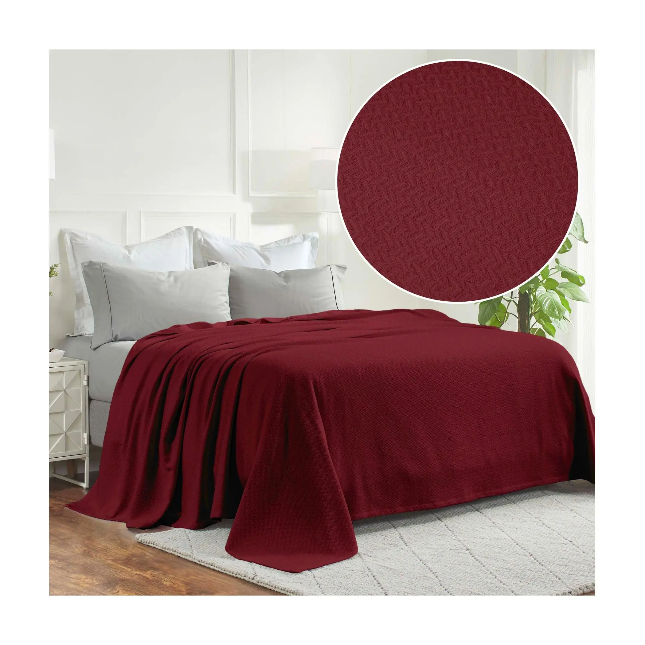 Superior Nobel Cotton Textured Chevron Woven Blanket,Cal King