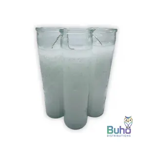 Glass Candle Plain 8" White| Blanco Plain| Set of 3 Religious 8” Candles | Búho Distribution