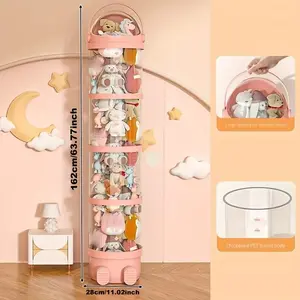 Multifunctional Transparent Doll & Plush Toy Storage Display Rack, Waterproof Round Toy Organizer, Perfect Home Organization Solution