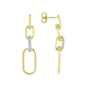 JTV White Cubic Zirconia 18k Yellow Gold Over Sterling Silver Earrings 0.17ctw