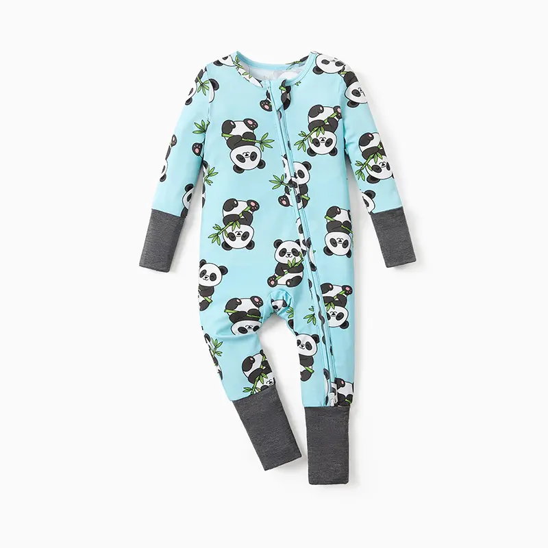 PatPat Bamboo Baby Footie Pajamas Sleeper Romper with 2-Way Zipper Soft Breathable Sleepwear for Newborn Infant Toddler Boy Girl