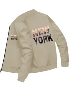 Trendy Fashion Baseball Jacket with New York Cityscape Print for Men and Women Daily Casual and Versatile Wear