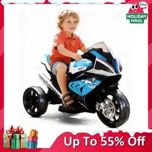 【Sophia & William】12V Kids Electric Motorcycle, Licensed BMW, Ride on Toy for Toddlers Battery Powered 3-Wheel Stable Design with Horn, Music & LED Lights