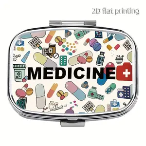 Portable Medicine Box, Healthcare, Metal Material, Ideal for Home Office Outdoor, Christmas Gift, Mini Empty Storage Container