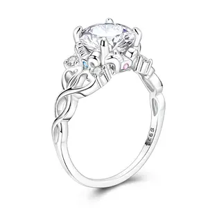 MULA Vintage Colorful Carousel Heart Ring, Sterling Silver with Platinum Plated CZ Twist Ring, Perfect Birthday, Anniversary, Valentine's Day Gift for Girls and Women