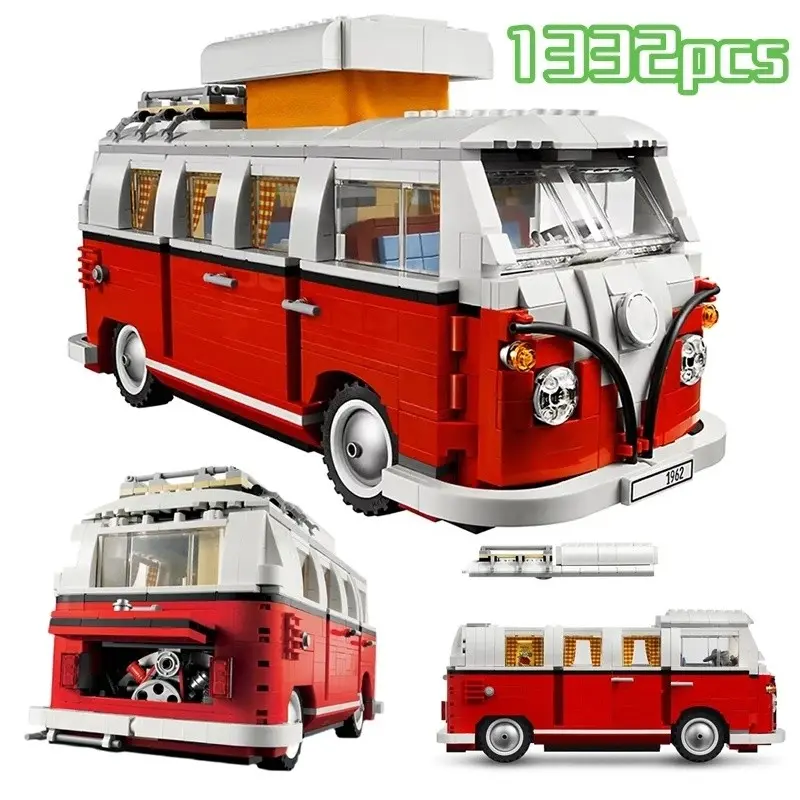 1332 Pieces Technical T1 Camping Car Bus Model Kit, Compatible with Lego Moc Sets, Creative Building Set, Collectible Construction Set, Building Blocks Toy for Boys and Girls