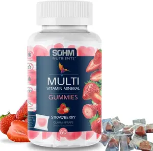 SOHM Multivitamins Gummies 60 Count with Vitamin A C E D3 Folic Acid for Men Women Healthcare Supplement Individually Wrapped