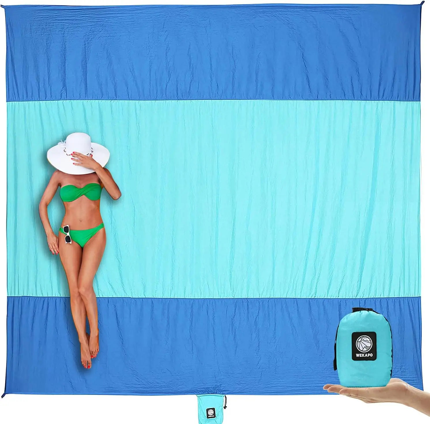 Beach Blanket Sandproof Waterproof, Extra Large Beach Mat, Oversized & Compact Sand Free, Quick Drying Beach Essentials for Vacation, Cruise, Picnic & Camping with Stakes