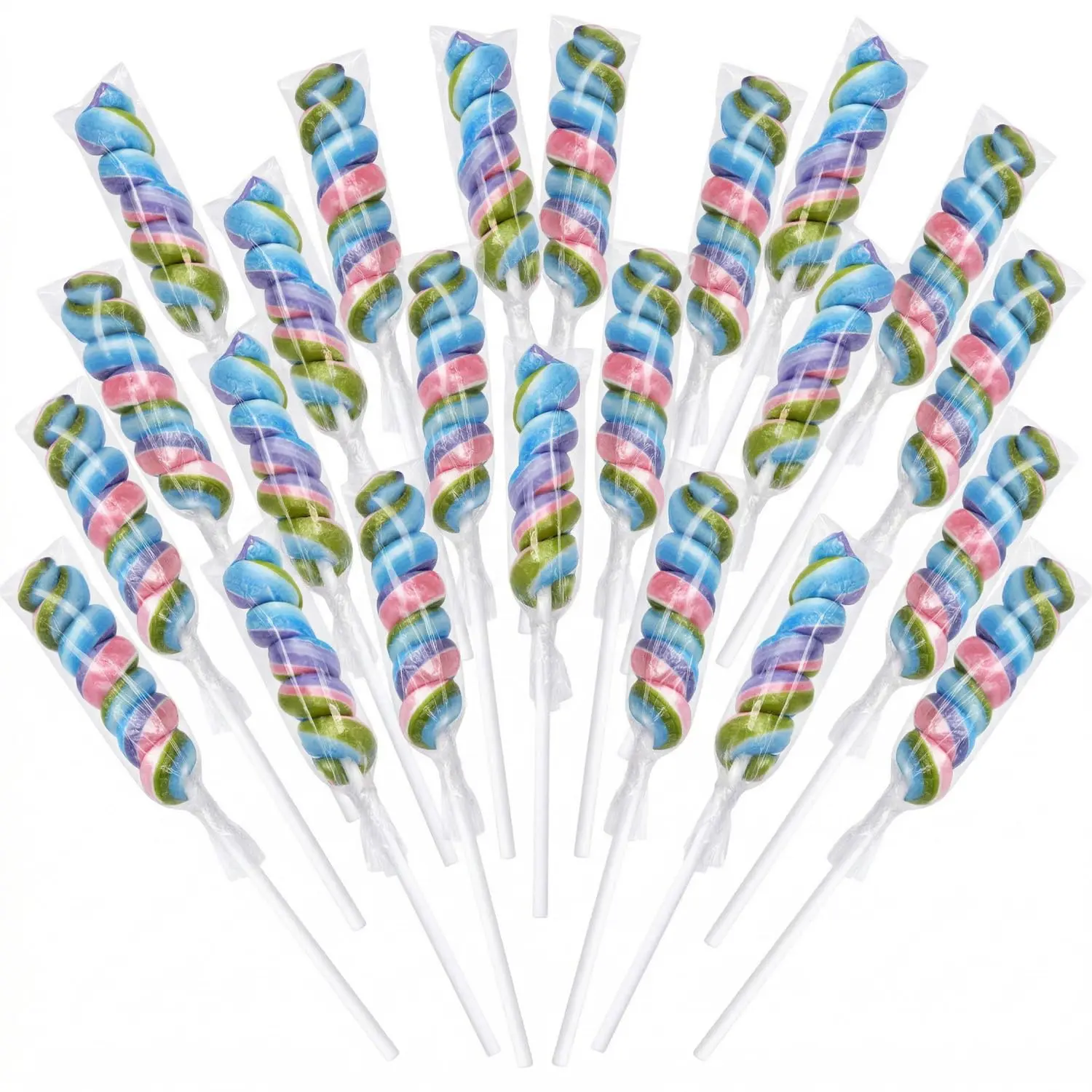 Twisty Lollipops – 24 Count Individually Wrapped Candy Pops, Spiral Lollipops For Party Favors And Spring Candy For Kids.