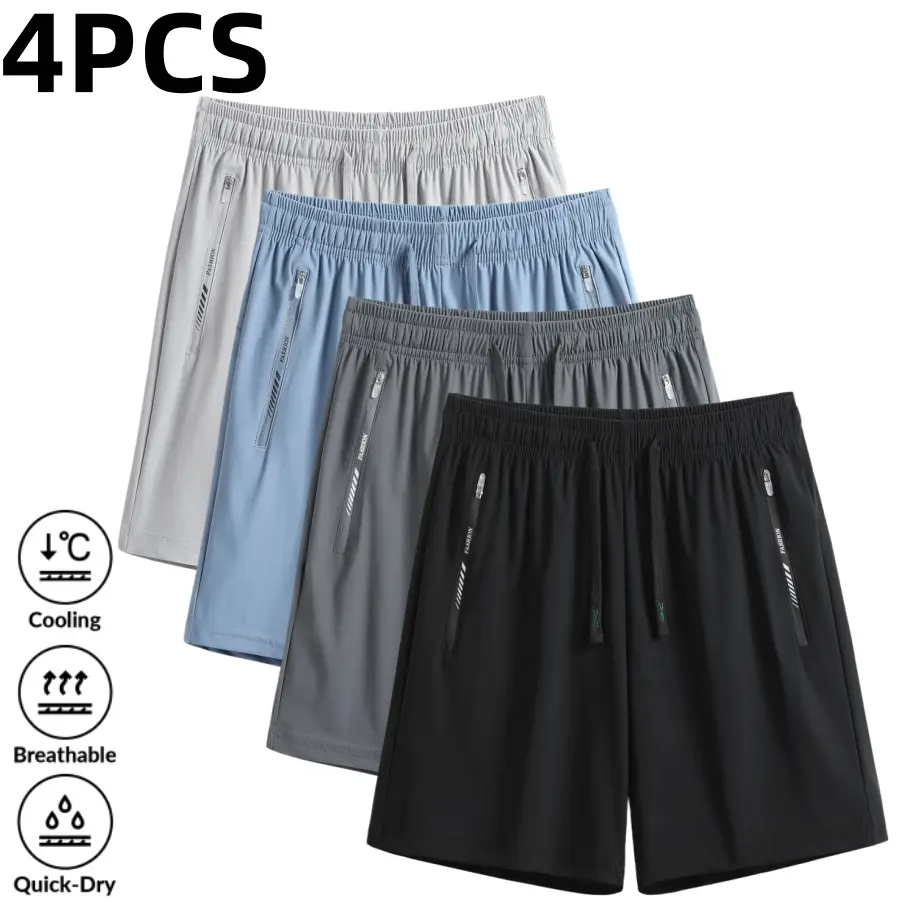 Women’s athletic shorts with four drawstring pockets and zipper pockets; suitable for fitness and running. Elastic drawstring waistband allows free adjustment for a close fit. Side zippered pockets provide practical storage. Quick drying, breathable fabri