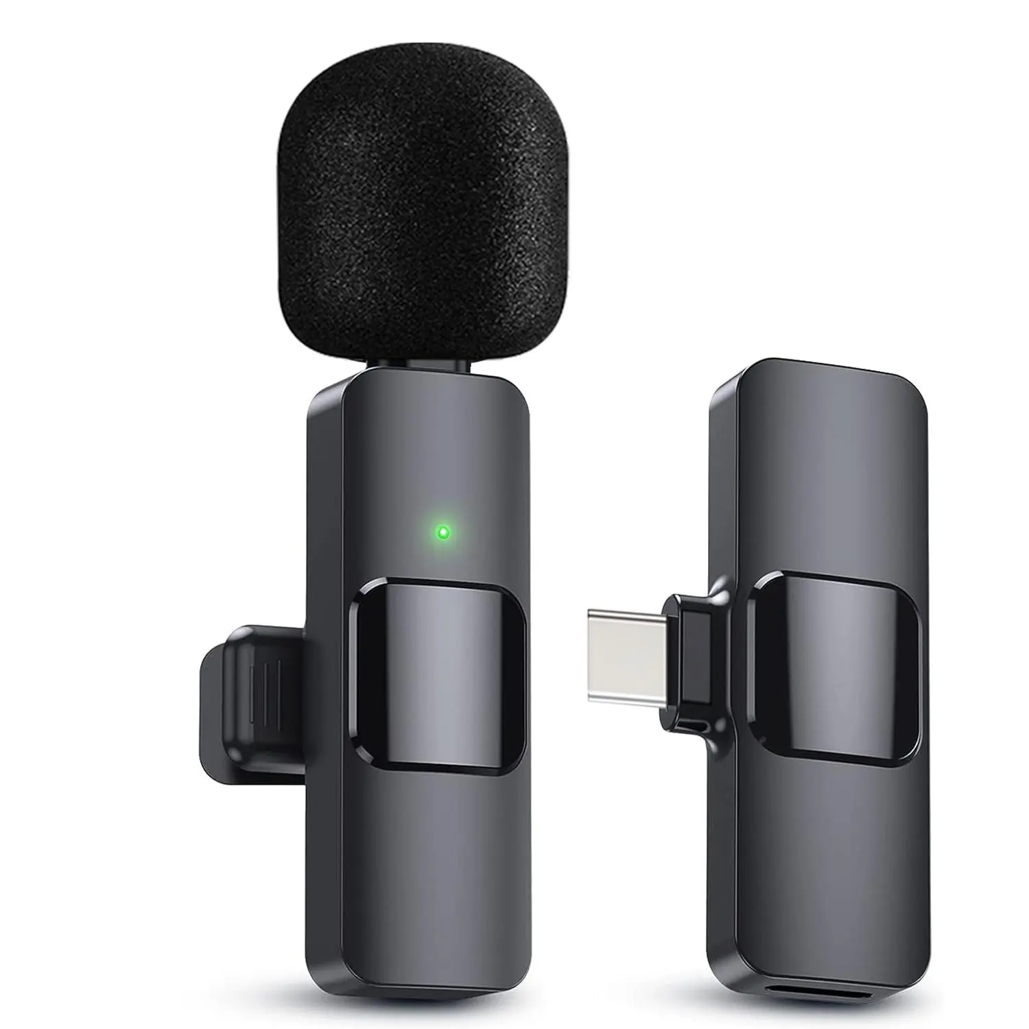 Wireless Lapel Microphone, Rechargeable Wireless Mic, Noise Cancelling Mic, Wireless Connection for iOS Android PC, Ideal for Events and Speeches, Directional Noise-Canceling Microphone for Videos, Podcasts, Vlogs
