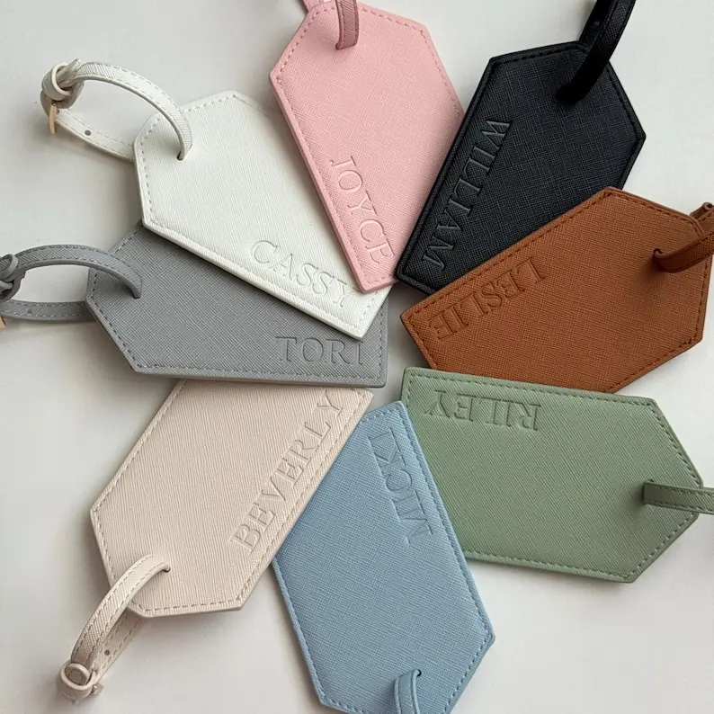 Personalized Passport Cover & Luggage Tag Blind-Debossed Travel Gift | Wedding Favor Saffiano PU Leather