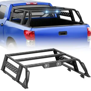 【EYOUHZ】13.8" High Overland Bed Racks Truck Cargo Carrier Compatible with 2007-2013 Toyota Tundra with 2 LED Lights and Bed Rails, Full-Size Truck Rear Ladder Rack Back Cross Bars
