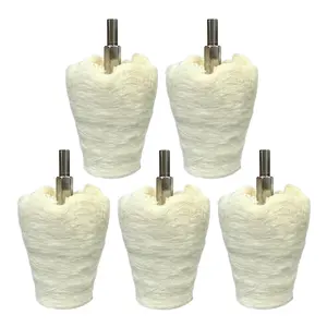 5 count Cone-Shaped White Flannelette Buffing Wheel for Drill, Buffing Pad Cotton Polishing Wheel with 1/4" Handle, Wheel Shaped Polishing Tool for Metal , Stainless Steel, Chrome, ,