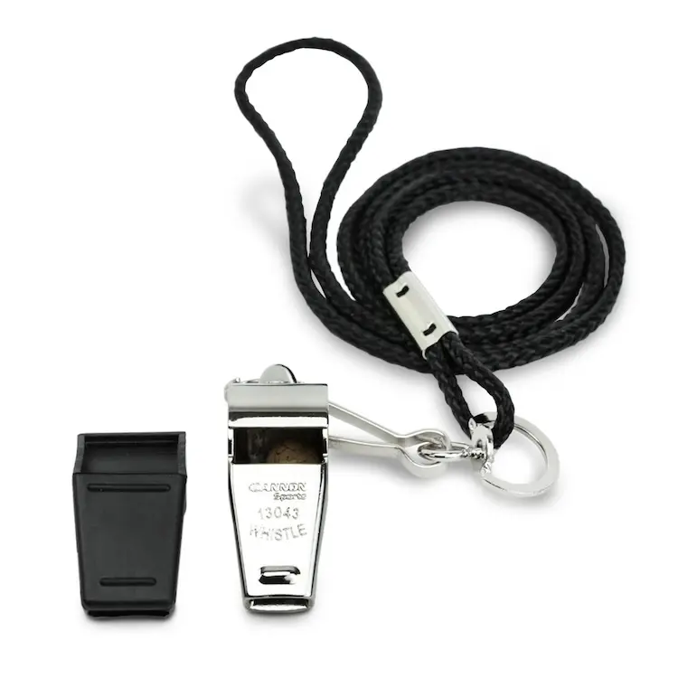 Cannon Sports Solid Brass Metal Whistle with Whistle Cover & Lanyard - Loud, Clear Sound, 124 dB Tone, Durable - Ideal for Coaches, Referees, Officials, Trainers