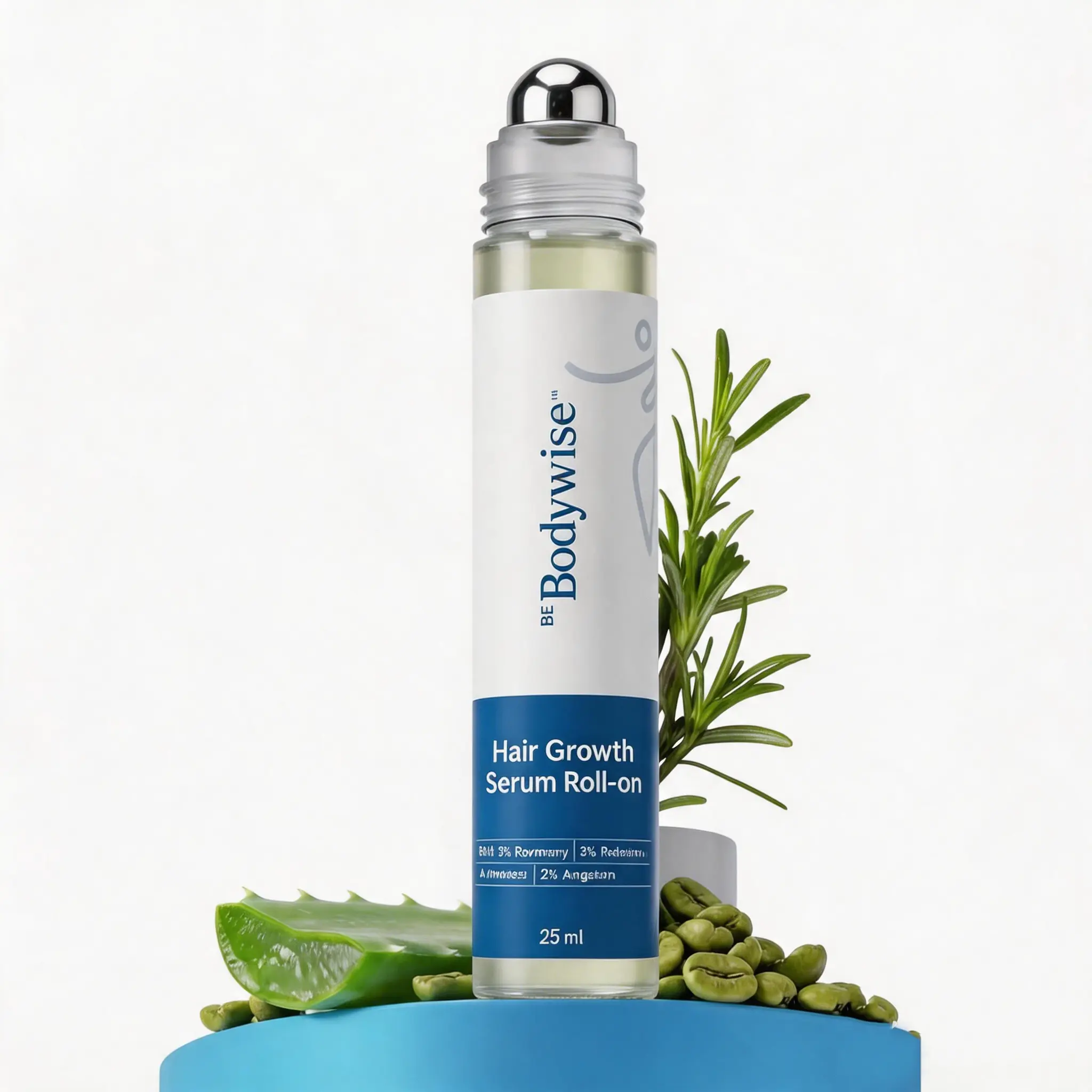 BeBodywise Advanced Hair Density Roll-On Serum 25 ml |   5% Saw Palmetto, 3% Rosemary, 1% Caffeine Herbasome & 3% Fenugreek |   Scalp Serum for Reduced Hair Fall |   Men & Women
