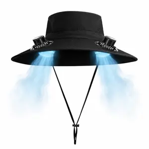 【SummerWins】【DealsForYouDays】Solar Fan Hat,Solar Powered Fan Hat for Men Women,Wide Brim Sun Hat with 2 Solars Fan,2-in-1 Hands-Free Hats Fans,Suitable for outdoor activities, camping, hiking, fishing, work, etc.