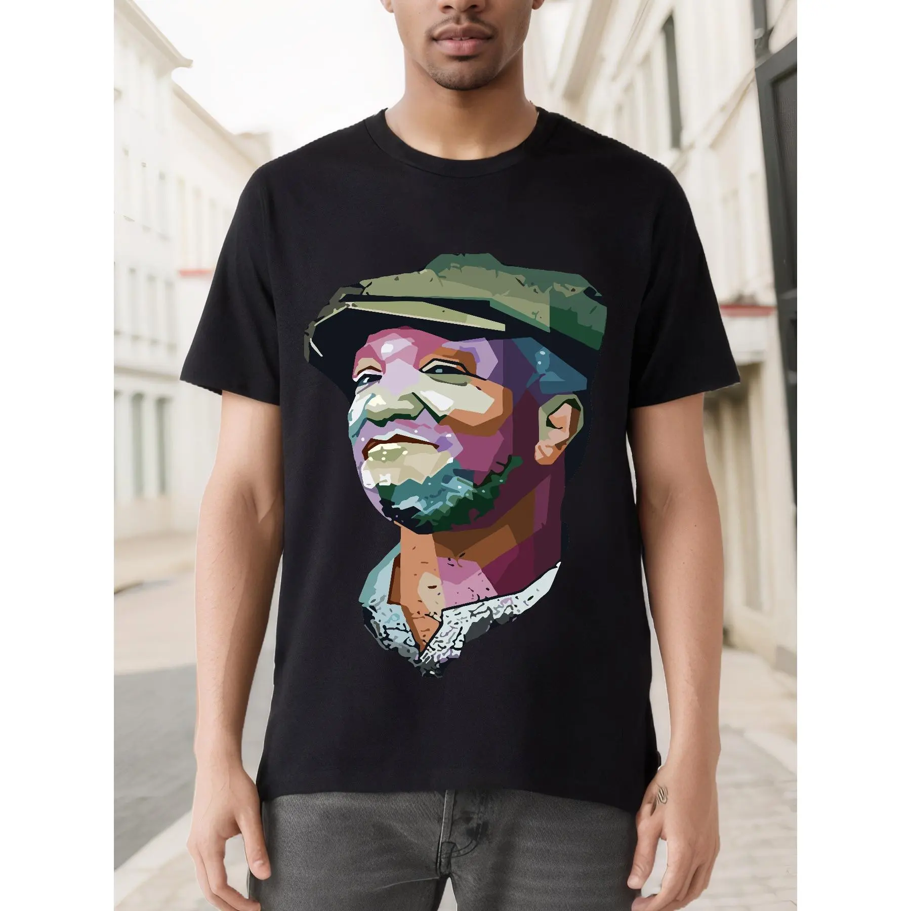 Men’s Cotton Casual Relaxed-Fit Breathable Short-Sleeve Graphic T-Shirt - Plus Size Sanford and Son Redd Foxx Vintage Tops, Black Style 334560 #TikTokShopRestock, Tee, Soft, Menswear